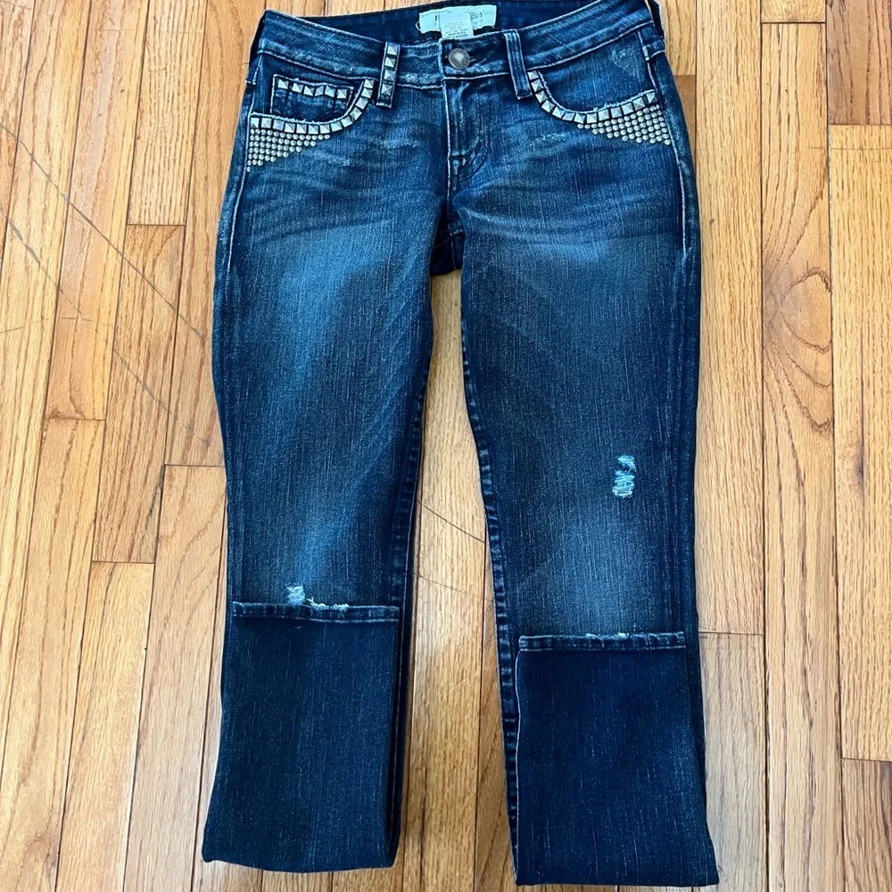 PRVCY Skinny Jean Studs Blue Flap Pocket women’s Size 25